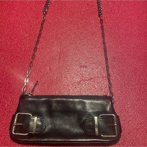 Banna republic black leather cocktail purse